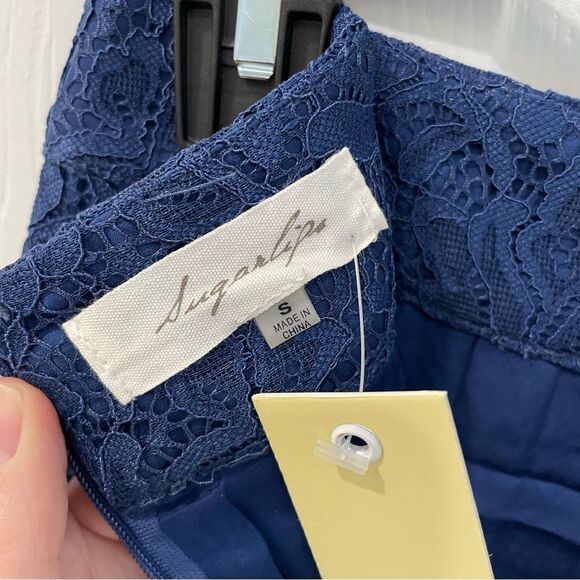 SugarLips Blue Lace Mini Pencil Skirt Women’s Size S - Picture 3 of 5